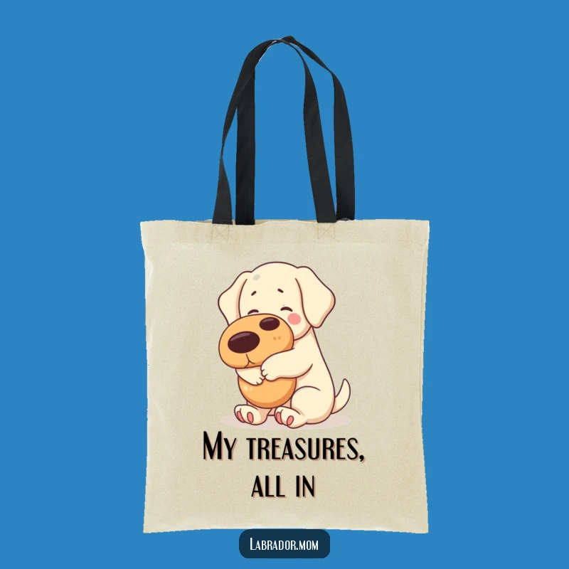 Funny Kawaii Labrador Tote Bag: Squeaky Toy Hug, Cute Dog Accessory Gift