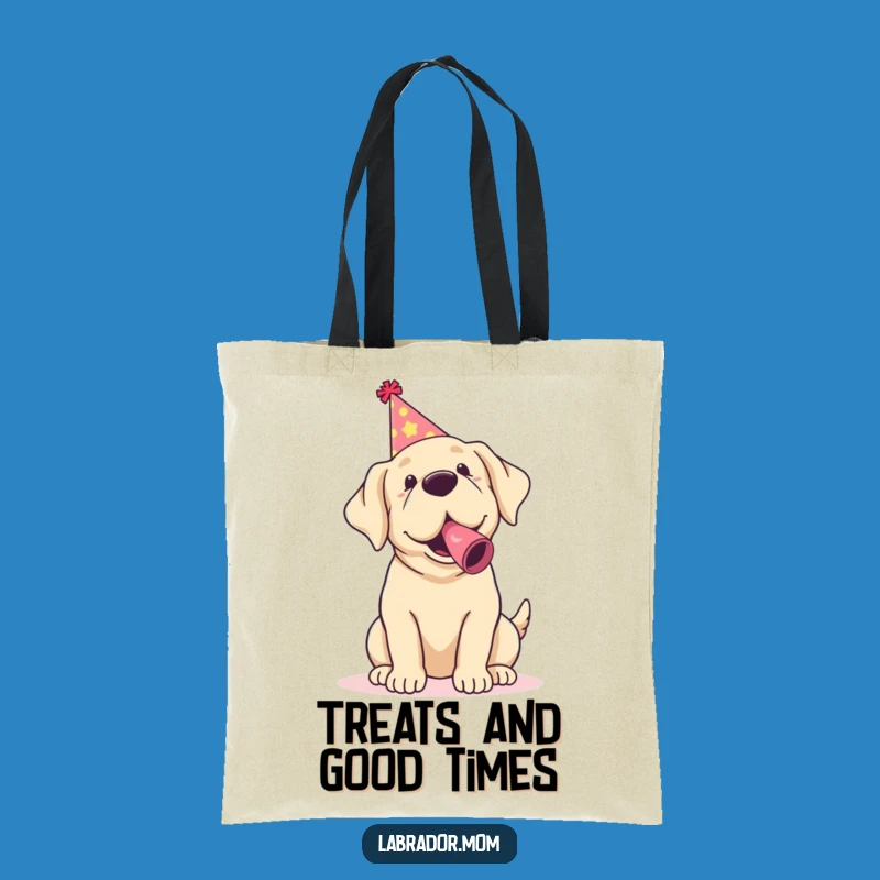 Funny Kawaii Labrador Tote Bag: Party Pup Style, Hilarious Dog Accessory